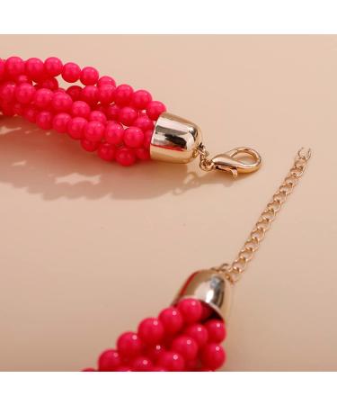 Shop Wiwpar Simulated Pearl Cluster Necklace Set | Multi Strand Twisted Pearl Jewelry - Pink Statement Bib Collar - Buy Online on GoSupps.com