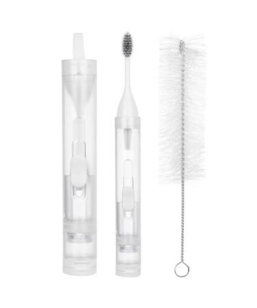 Vepoty foldable toothbrush soft travel toothbrush set portable oral tongue cleaner outdoor toothbrush for hiking excursions backpack travel white