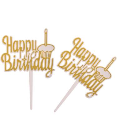 misppro 12pcs Lovely Plastic Happy Birthday Cake Cupcake Topper Muffin Food Picks - Buy Online on GoSupps.com