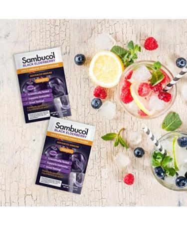 Sambucol Black Elderberry Drink Powder with Vitamin C - Vegan Friendly, Sugar Free, No Artificial Flavors - 16 Count - Buy Online on GoSupps.com