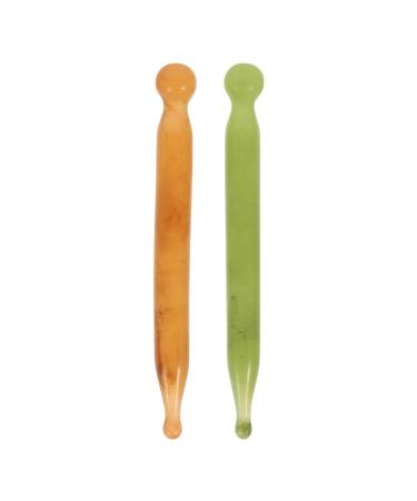 Minkissy 2 pieces Jade triggerpunkt acupressure gua Sha massage acupuncture pen acupuncture acupressure resin acupressure pen Gua Sha tool facial massage stick