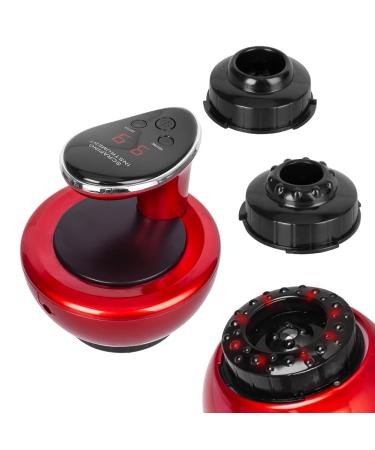 Scienlodic Cupping Set with 3 Massage Head,Electric Cupping Gua Sha Massager,Scraping Cupping Therapy Massage Set, Rechargeable Warm Cupping Machine for Back Body Muscle Leg Cupping Red