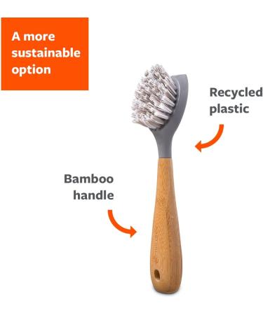 Full Circle Tenacious C Cast Iron Brush & Scraper - Bamboo Handle Skillet Scrubber with Nylon Bristles - Buy Online on GoSupps.com