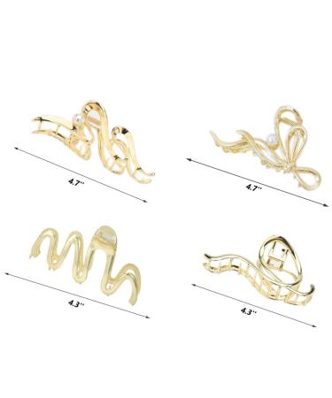 4 Pack Large Metal Hair Claw Clips - Strong Hold Hair Clamps for Women - Perfect for Thick and Thin Hair Styling - Fashion Accessories in Gold - Buy Online on GoSupps.com
