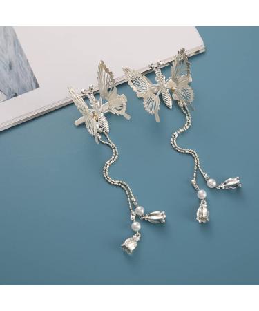 ZMMG Butterfly Hair Clips - Gold & Silver Moving Tassel Hair Clips for Women & Girls (2pcs) - Buy Online on GoSupps.com