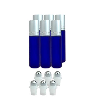 Beauticom Glass 10ml Roller Bottles with Metal Cap - Essential Oil Aromatherapy & Perfume | Frosted Blue (12 Pack - Buy Online on GoSupps.com