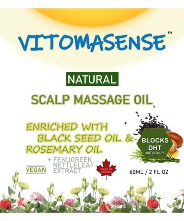 Scalp Massage Oil Natural & Organic Rosemary & Blackseed Oil (2 Fl oz) | Premium Quality | Ethically Sourced in Canada | Vitomasense - Buy Online on GoSupps.com