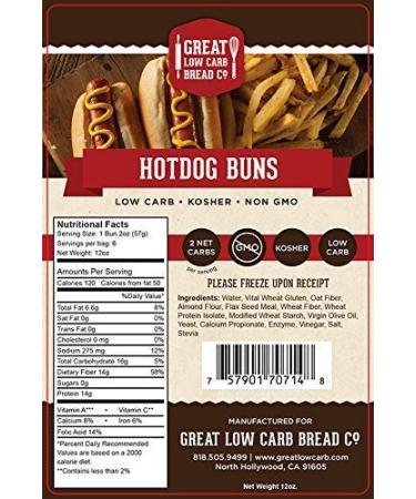 Low Carb Hot Dog Buns  Great Low Carb Bread Company  Keto-Friendly Bread  6 Buns - Buy Online on GoSupps.com