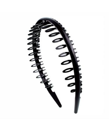 K16-001 - Headband with comb cm 2.5 color black - Hair clips headbands