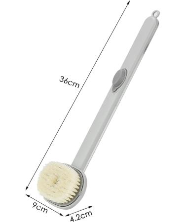 Exfoliating Shower Back Scrubber with Soap Dispenser - Long Handle Bath Brush for Deep Cleansing and Skin Exfoliation - Gray - Buy Online on GoSupps.com