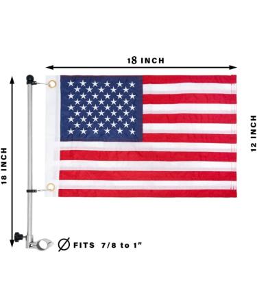 NORTHGEAR Boat Flag Pole with 18 x 12 American Flag - Universal Mount for Small and Medium Boats | U.S. Patriotic Outdoor Decor - Water and Weather Resistant | Heavy-Duty Clamp 18 Inches Pole - Buy Online on GoSupps.com
