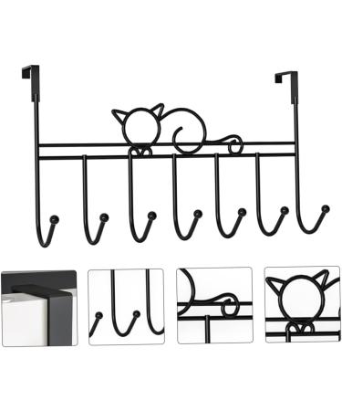Hohopeti 7 Door Hook Rustic Coat Hooks Kitchen Cabinet Decor Iron Hook Coat Racks Hanging Storage Rack Office 42X22CM Black - Buy Online on GoSupps.com