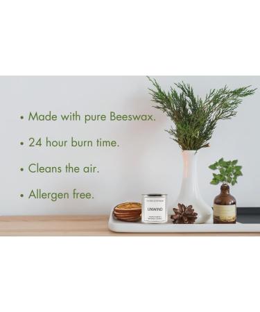 Unwind Aromatherapy Beeswax Candle - Patchouli & Cedarwood All-Natural & Non-Toxic Smokeless Air Cleaner Hand-Poured in USA - Buy Online on GoSupps.com