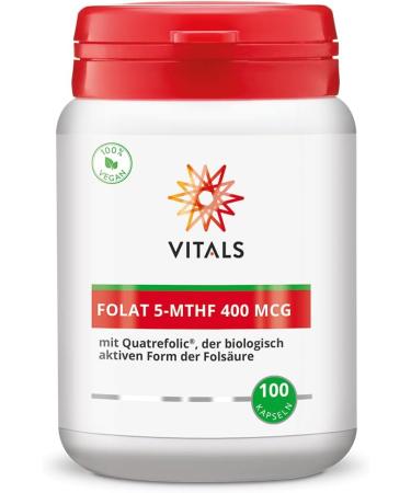Vitals Folate 5-MTHF 400mcg - Vegan Folic Acid with Quatrefolic for Pregnancy - 100 Capsules - Buy Online on GoSupps.com