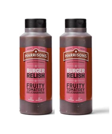 Harrison Multiple Sauce Pack of 2 Sauce Bottles 1 Liter Each Vegan Friendly Gluten Free with No Soya Dairy and Artificial Color or Flavor Made in UK (Burger Relish)