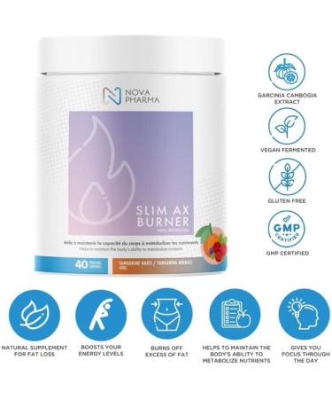 Nova Pharma Pre Workout Powder - Garcinia Cambogia - L Carnitine Supplement - Chromium Supplement - 40 Servings (Tangerine & berries) - Buy Online on GoSupps.com