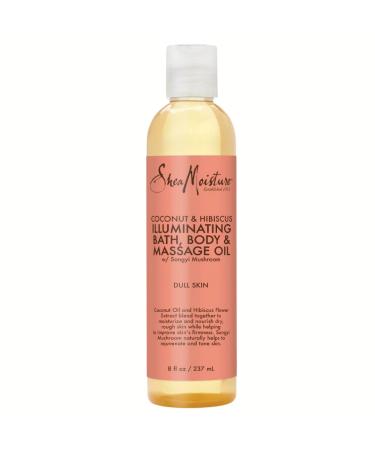 Shea Moisture Coconut & Hibiscus Massage Oil and Body Oil for Dry Skin  Bath Oil with Coconut Oil and Vitamin E Oil for Skin  8 oz