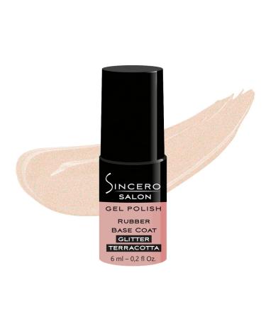 Sincero Salon - Rubber Base Gel Glitter Terracotta - Nail hardener - UV nail polish - gel nail polish for nail protection - Gel nail polish for damaged nails - UV gel nail polish - UV paint for manicure
