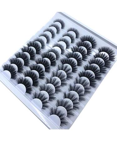 HBZGTLAD 20 Pairs 25mm 3D Mink Lashes - Bulk Faux Wispy Natural False Eyelashes with Custom Box | Short Wholesale Lashes (F070 - Buy Online on GoSupps.com
