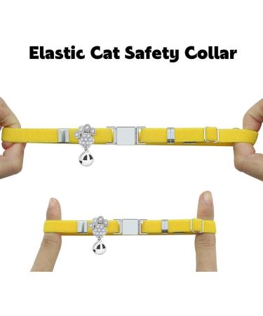 Personalized Yellow Cat Collar with Name & Phone Number | Engraved Elastic Cat Collar with Bell - Shop Internationally! - Buy Online on GoSupps.com