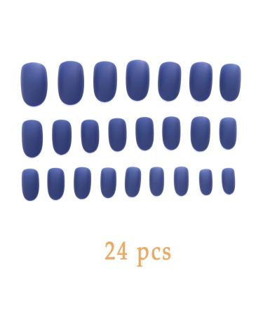 Buy Sethain Matt Oval Blue False Nail Tips - 24 Medium Press-On Fingernails for Women & Girls - Complete Cover - Buy Online on GoSupps.com