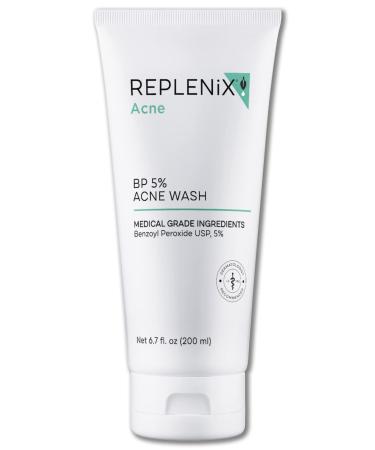 Replenix Acne Wash - Medical Grade 5% Benzoyl Peroxide Face and Body Wash   Soothing Soap-Free Cleanser for Blemish and Acne Prone Skin  6.7 oz