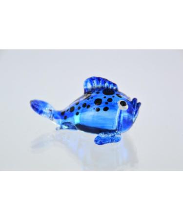 Kugelfisch Blue with Black Dots - Decorative Glass Fish Figure for Aquariums & Showcases | Unique Coral Fish Decor - Buy Online on GoSupps.com