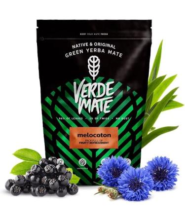 Venusti sp Z oo Verde Mate Green Melocoton 05kg Yerba mate herbs with peach Red currant blackberry peach Lemongrass cornflower petals Natural additives Brazilian yerba mate 500g - Buy Online on GoSupps.com