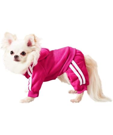 Extra Small Dog Clothes Puppy Outfits for Small Dogs, XXS Small Dog Hoodie, Girl Puppy Shirt for Dogs, Puppy Hoodies, Girl Extra Small Chihuahua Clothes, Button Pullover Striped 4 Legs Dogs Sweatshirt XX-Small Rose