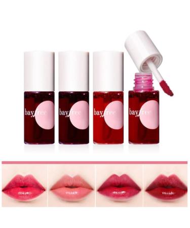 4 Colors Lip Tint Stain Set Velvet Lip Tint Watery Lip Stain Moisturizing Waterproof Long Wear Lipstick Set Natural Matte Lip Tint Stain Lip Color Makeup (#1 SET)