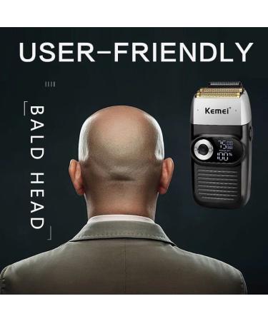 Men's Rechargeable Cordless Electric Shaver LCD Double-Blade Razor & Hairdressing Scissors - Green - International Shipping Available - Buy Online on GoSupps.com