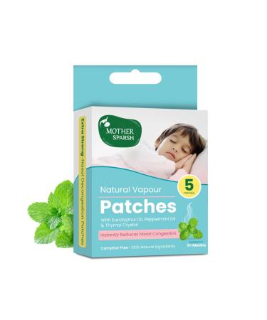 Mother Sparsh Natural Vapour Patches For Kids With Eucalyptus Oil Peppermint Oil & Thymol Crystal (Camphor Free) | Quick Relief from Runny Nose & Nasal Congestion | Lasts Upto 8 Hrs-(Pack of 5)