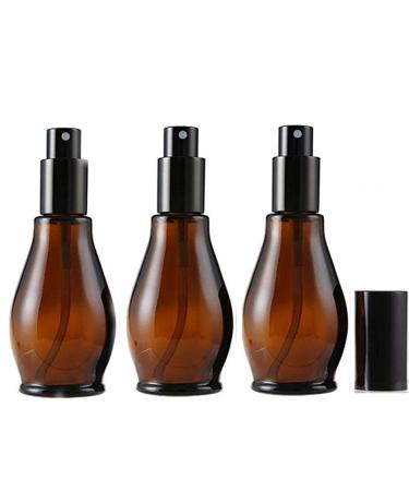 Ericotry empty replaceable brown las spray bottles 30 ml 3 pieces with black atomizer and anti-dust cap for essential oils/aromatherapy