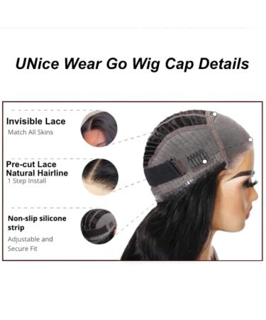 UNICE Body Wave Pre Cut Glueless Lace Front Wig 16 HD Human Hair 150% Density - Breathable Cap Beginner Friendly - Buy Online on GoSupps.com