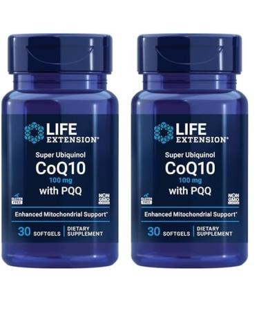 Life Extension Super Ubiquinol CoQ10 with PQQ CoQ10 PQQ shilajit Heart Health Cellular Energy Support 8X Better Absorption Gluten-Free 100 mg 30 softgels (Pack of 2)