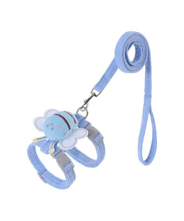 HAZARA Cute bee decorated escape-proof cat carrier anti-breakaway cat leash for outings adjustable cat leash chest and back cat leash-blue||M blue M