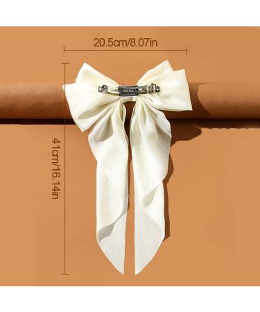 XPEX Set of 3 Large French Knot Hair Clips with Long Silky Satin Ribbon Girl Hair Bow Solid Colour Large Bow Hair Pins Bows - Buy Online on GoSupps.com