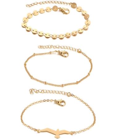 COLLBATH 3pcs Bracelets Bracelet Gold Chain Bracelet Women Lady Bracelet Wristband Friendship - Buy Online on GoSupps.com