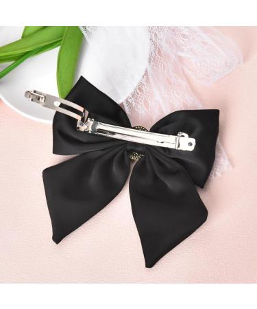 Black Bow Hair Clip for Women Girls Satin Hair Bow Clip for Girls French Barrette Hair Clip Hair Accessories for Women Girls Rhinestone Bow Hair Clips for Women Girls Ribbon Bowknot Hair Clip - Buy Online on GoSupps.com
