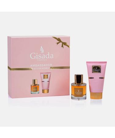 Gisada Ambassador Women Gift Set Eau de Parfum 1.7 fl oz Shower Gel 3.4 fl oz Pink