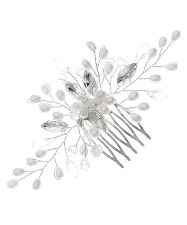 FRCOLOR Bridal Pearl Comb Barrettes for Hair Tiara for Headpiece for Women Rhinestone Hair Accessories Wedding Hair Clips Bridal Tiara Rhinestone Wedding Dress Bride Hair Comb