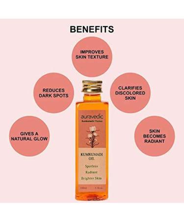 Auravedic Kumkumadi Oil 100ml - Pure Saffron for Skin Brightening and Radiance - Buy Online on GoSupps.com