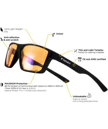 HORUS X Blue Light Blocking Gaming Glasses - Professional Anti-Glare Screen Filter for Men and Women - Buy Online on GoSupps.com
