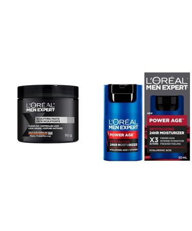 L Or al Paris Men Expert Sculpting Paste Hair Paste For Men Formulated For Extra Strong & L'Or al Paris Men Expert Hyaluronic Acid + Vitamins 24HR Moisturizer Power Age Packaging May Vary 50 mL Sculpting Paste + SKIN_MOISTURIZER 6470618