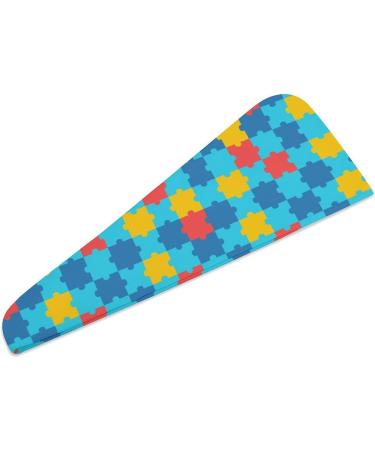 Autism Awareness Microfiber Hair Towel Wrap for Women - Super Absorbent 10x26 Inch Hair Turban with Button - Buy Online on GoSupps.com