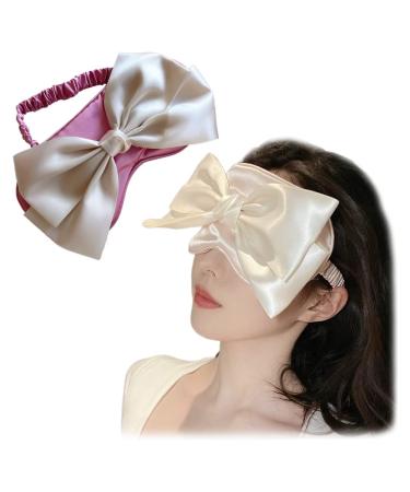 Bow Silk Headbands Sleep Mask Soft Sleeping Eye Cover Breathable Eye Blindfold Adjustable Eye Shade with Elastic Strap Style 6