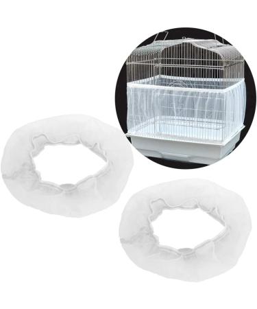 2Pcs Bird Cage Cover Seed Catcher - Universal Parrot Cage Accessories | 26.0-52.0Inx6.7In, Lightweight Polyester Mesh Skirt Guard - Small-White - Buy Online on GoSupps.com