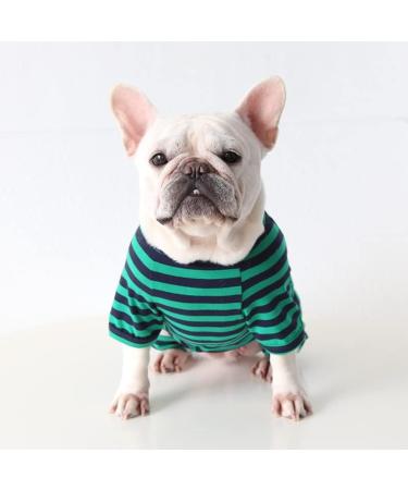 BT BEAR Classic Striped Dog Pajamas - Soft Cotton Overall for Bulldogs & Small Dogs (XL Green) | Comfortable Dog Clothing - Buy Online on GoSupps.com