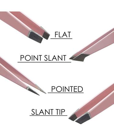 BRIODY 4-Piece Eyebrow Tweezers-Various Pointed and Angled Tweezers-with Leather Effect Protective Sleeve Pink - Buy Online on GoSupps.com