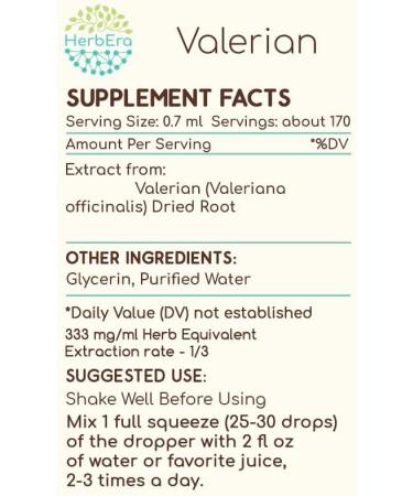 HerbEra Valerian B120 Alcohol-Free Herbal Extract Tincture, Concentrated Liquid Drops Natural (Valeriana Officinalis) Dried Root (4 fl oz) 4 Fl Oz (Pack of 1) - Buy Online on GoSupps.com